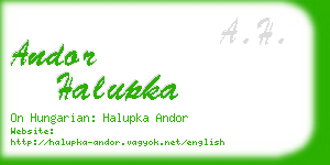 andor halupka business card